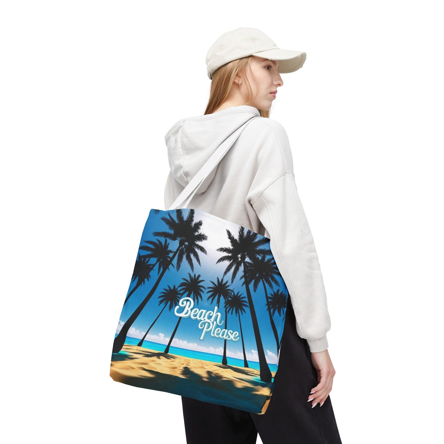 Tote Bag - Beach Please Tropical Palm Tree Design