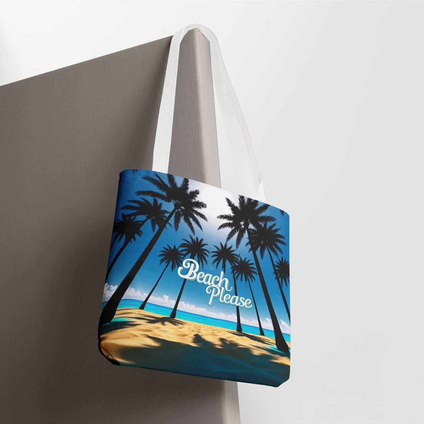 Tote Bag - Beach Please Tropical Palm Tree Design